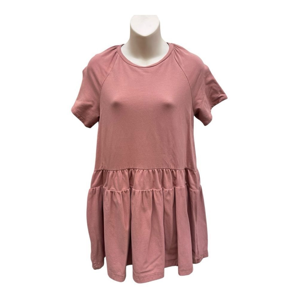 Zara Short Raglan Sleeve Tiered Dress Size 13-14 For Girls Dusty Rose